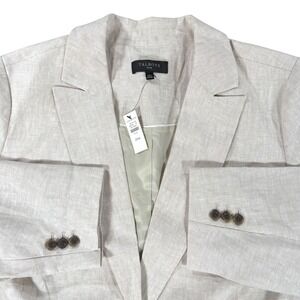 NEW 100% Linen Blazer Talbots Plus Womens 20w Beige Classic Single Button Pocket
